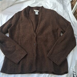 Talbots Dark Brown Knit Cardigan Sweater Petites